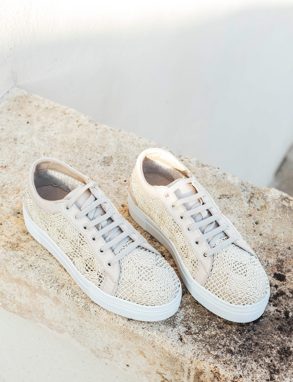 Sneakers beige leather