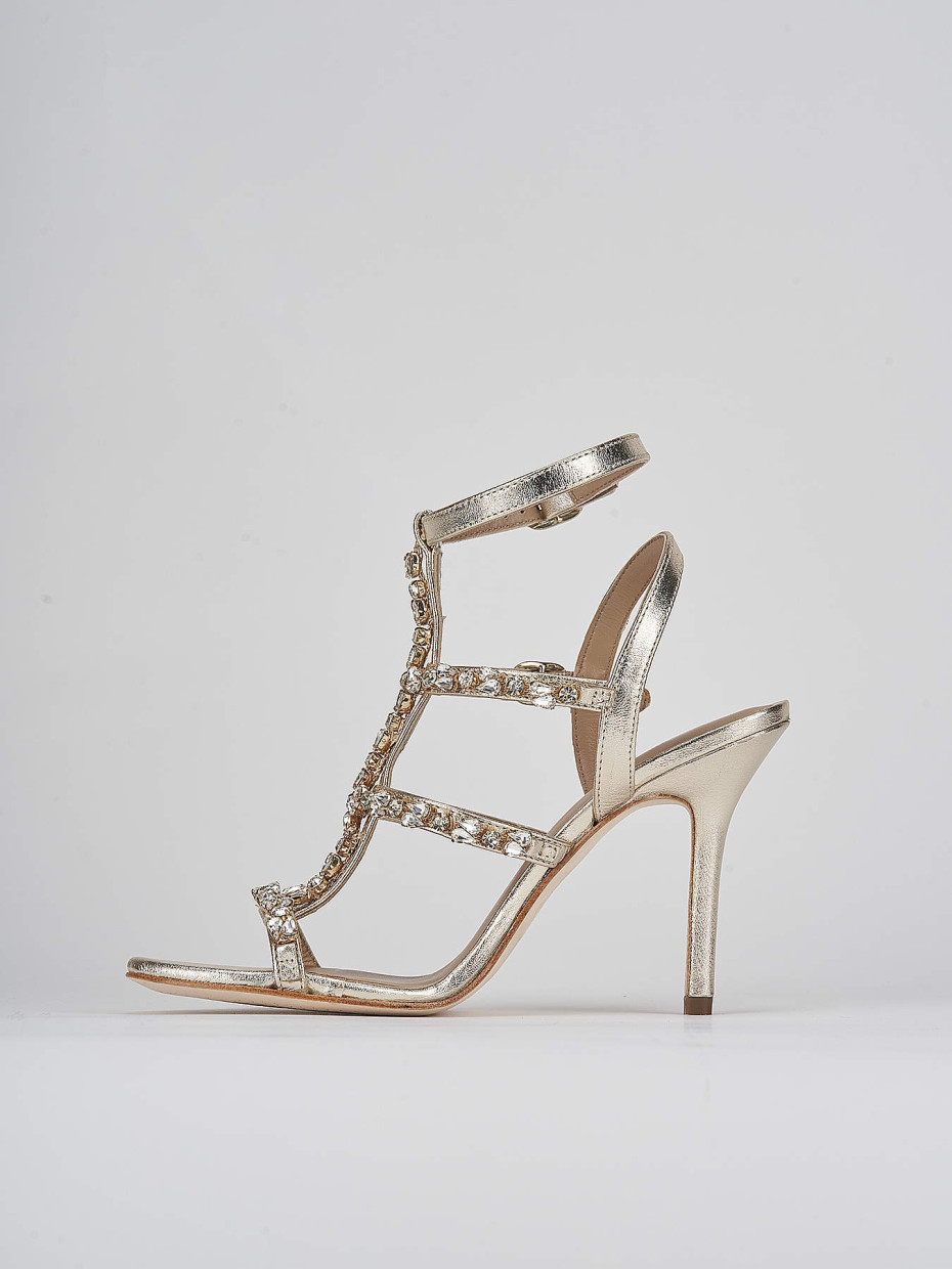 High heel sandals heel 8 cm gold leather