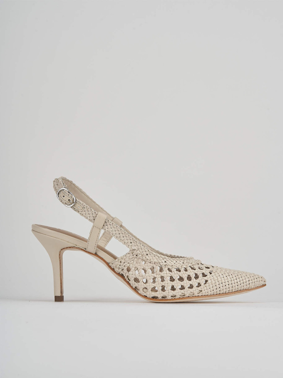 Pumps heel 7 cm beige leather