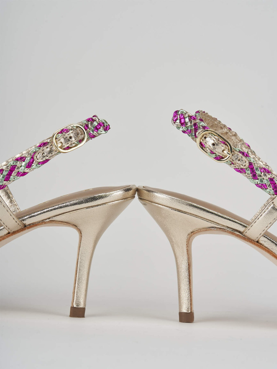 Décolleté e slingback tacco 7cm pelle multicolor
