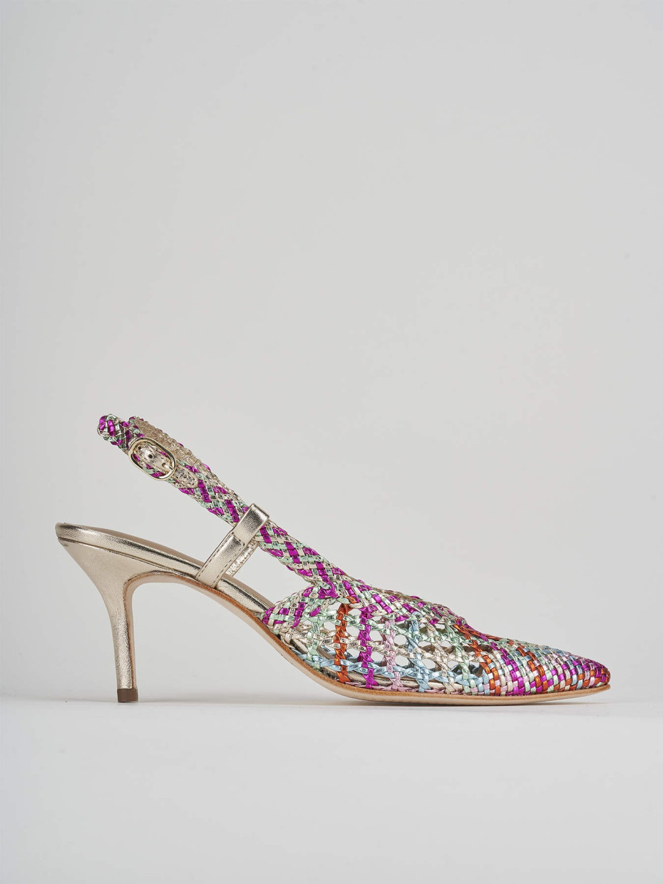 Décolleté e slingback tacco 7cm pelle multicolor
