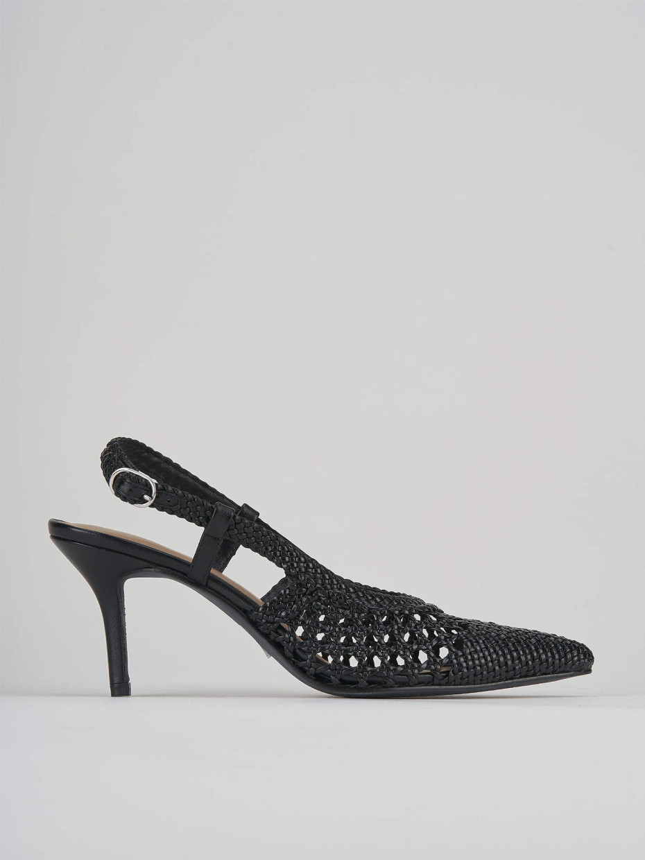 Décolleté e slingback tacco 7cm pelle nero