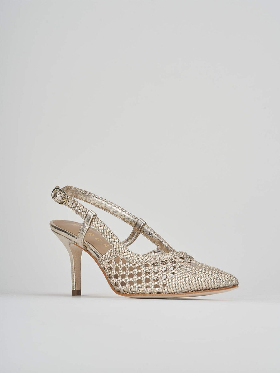 Décolleté e slingback tacco 7cm laminato oro