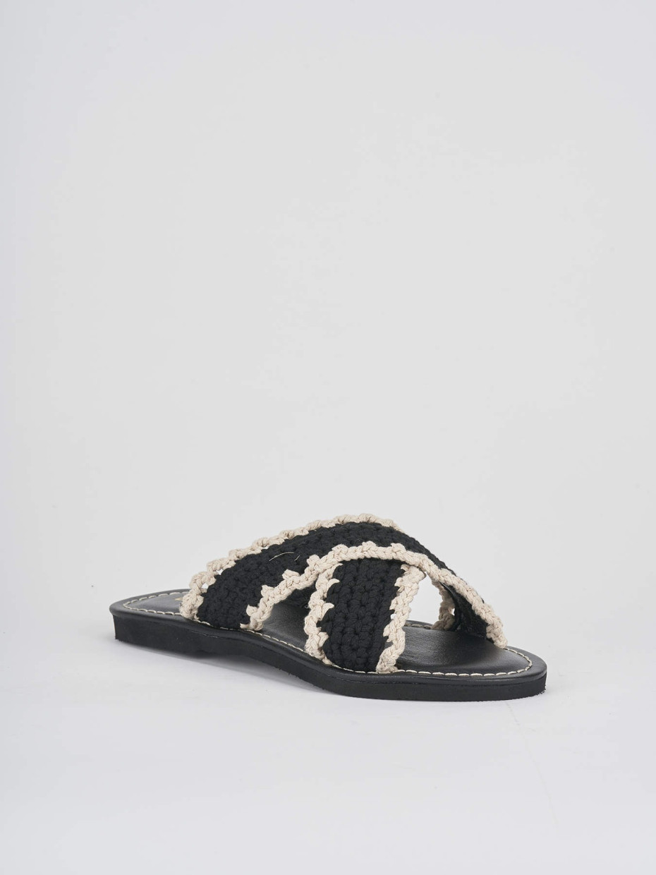 Ciabatte tacco 1cm tessuto beige