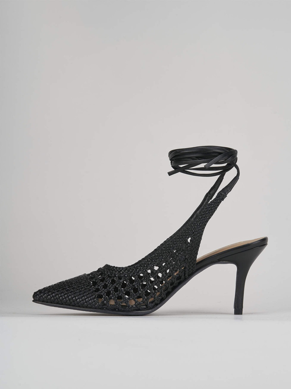 Décolleté e slingback tacco 7cm pelle nero