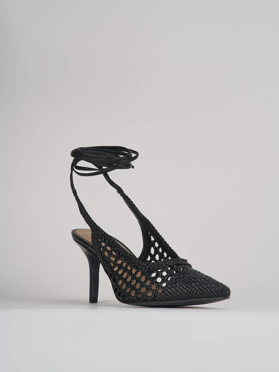 Décolleté e slingback tacco 7cm pelle nero