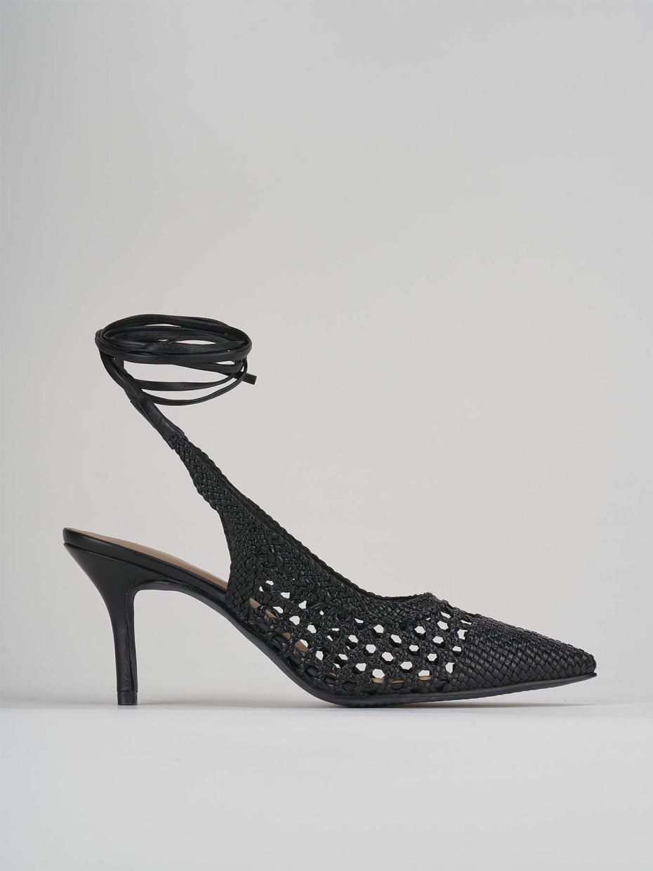 Décolleté e slingback tacco 7cm pelle nero