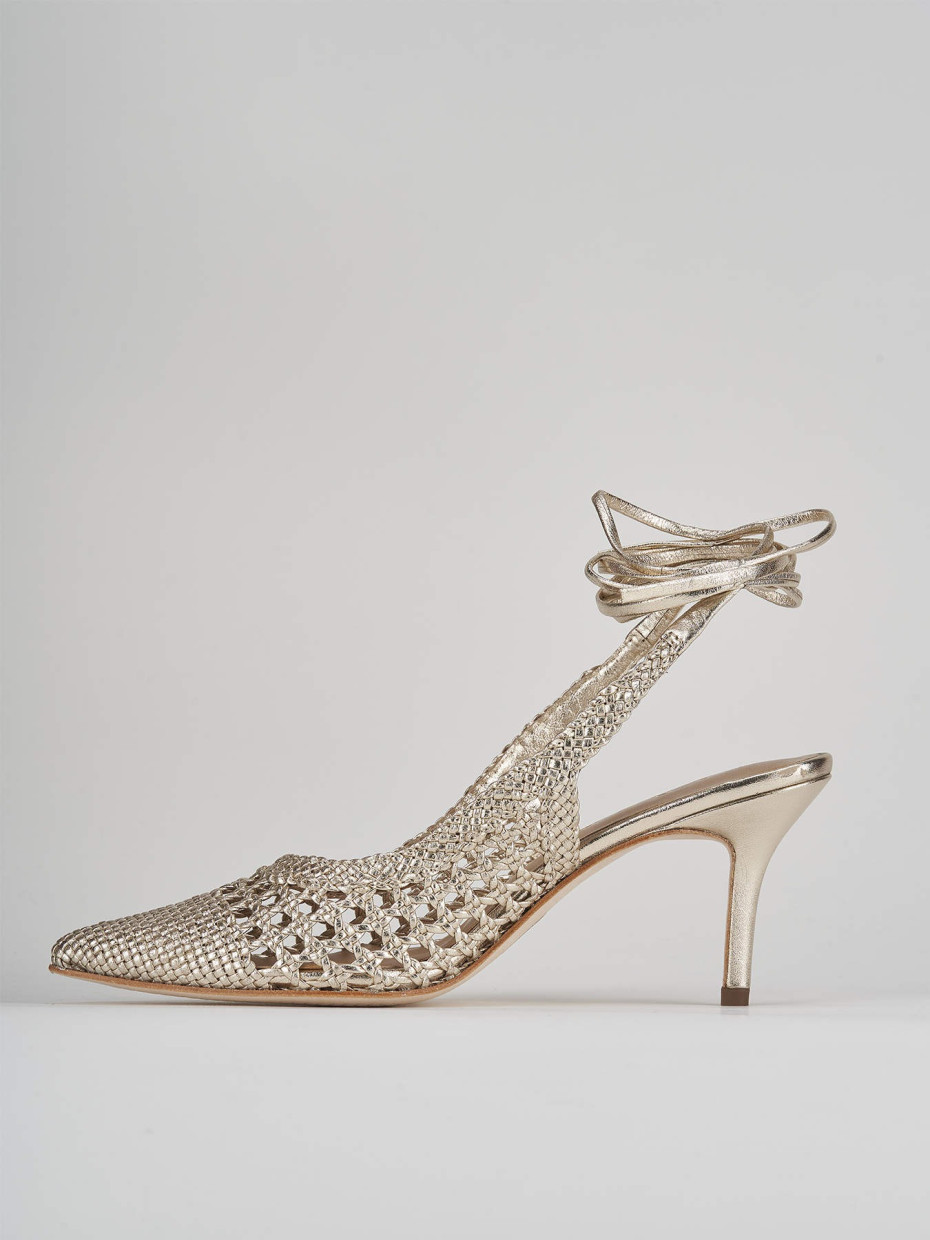 Décolleté e slingback tacco 7cm pelle oro