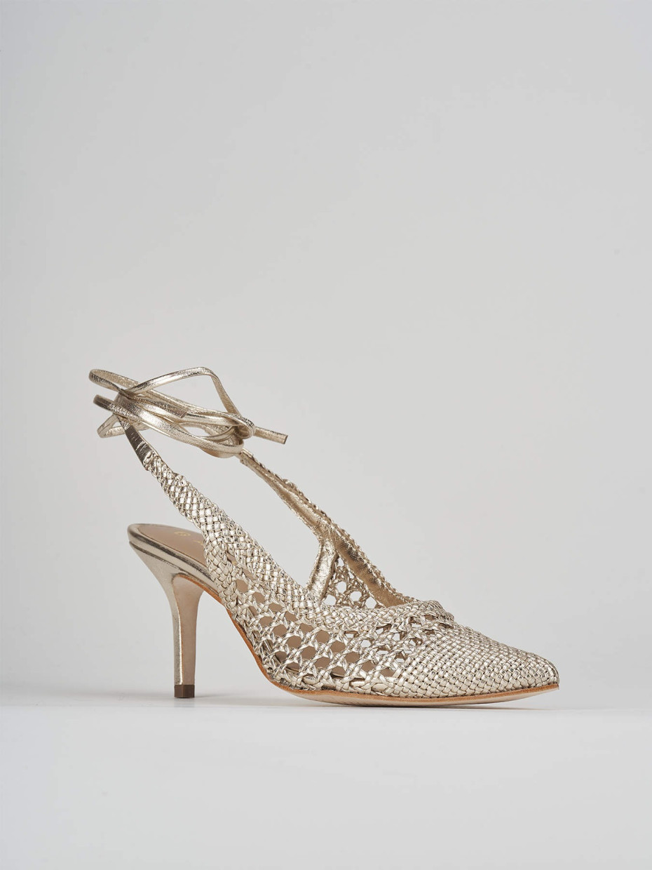 Décolleté e slingback tacco 7cm pelle oro