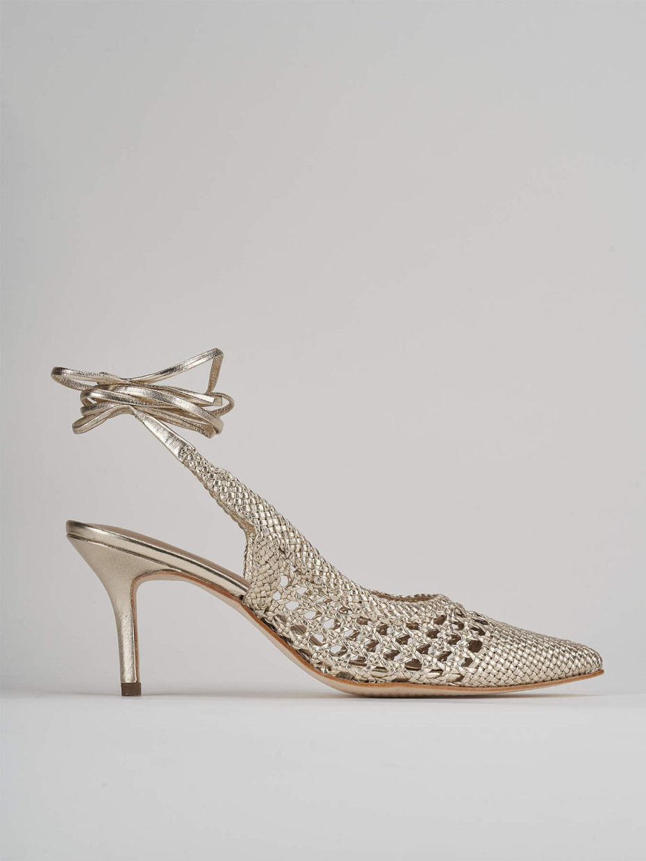 Décolleté e slingback tacco 7cm pelle oro