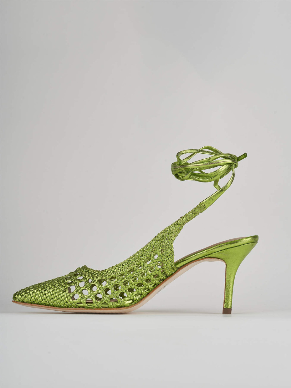 Décolleté e slingback tacco 7cm pelle verde