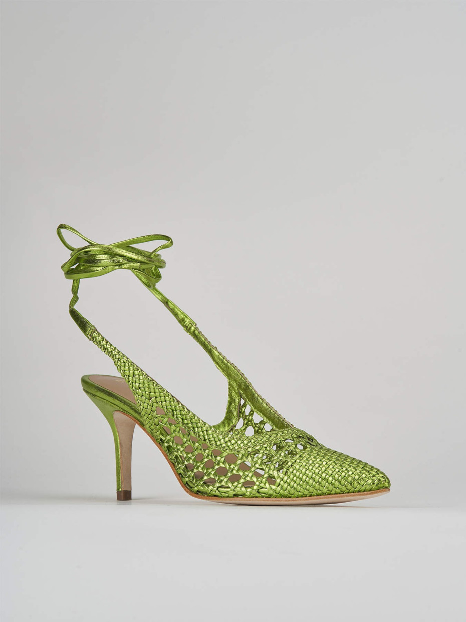 Décolleté e slingback tacco 7cm pelle verde