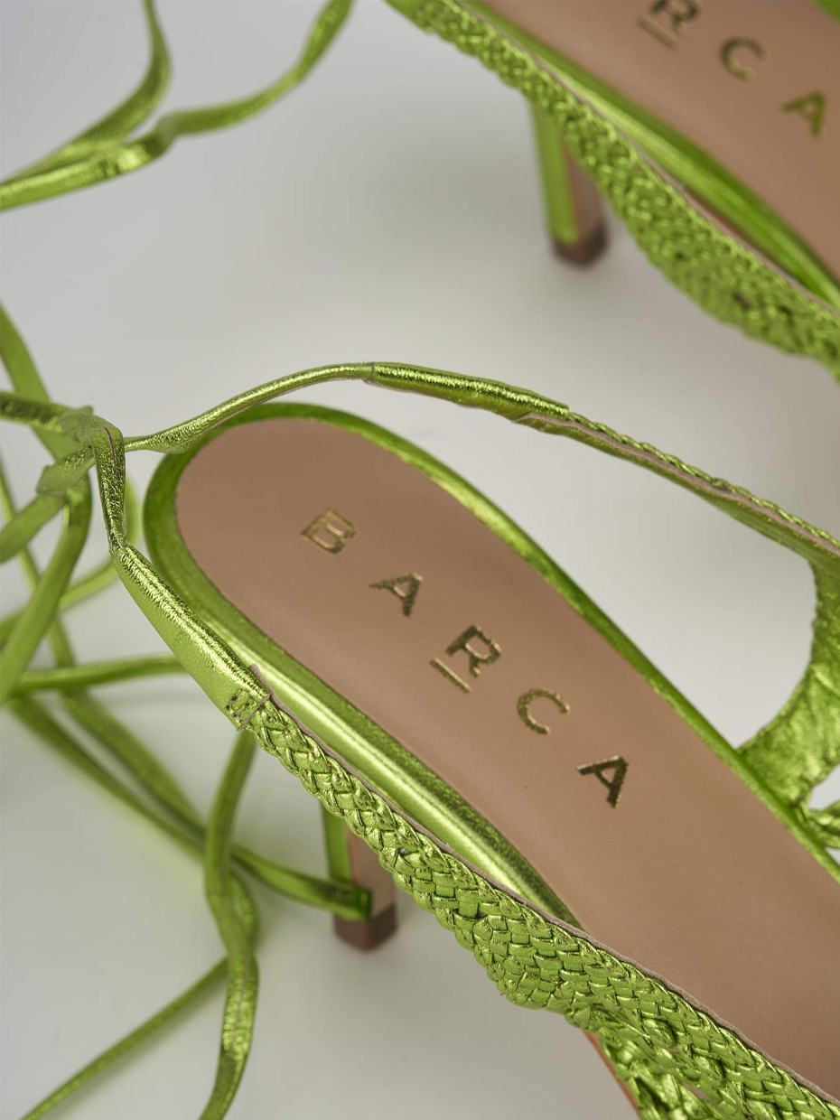 Décolleté e slingback tacco 7cm pelle verde