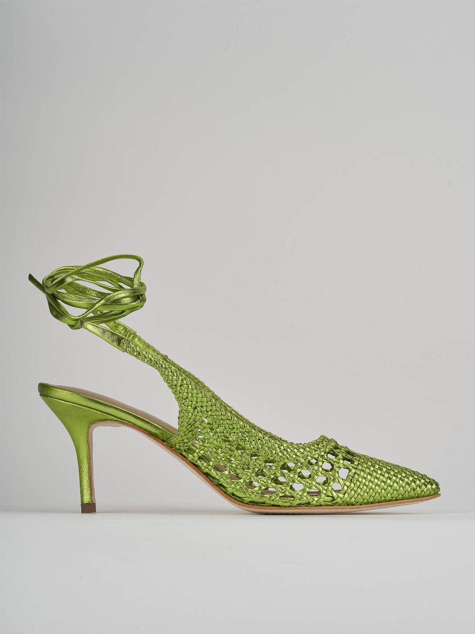 Décolleté e slingback tacco 7cm pelle verde