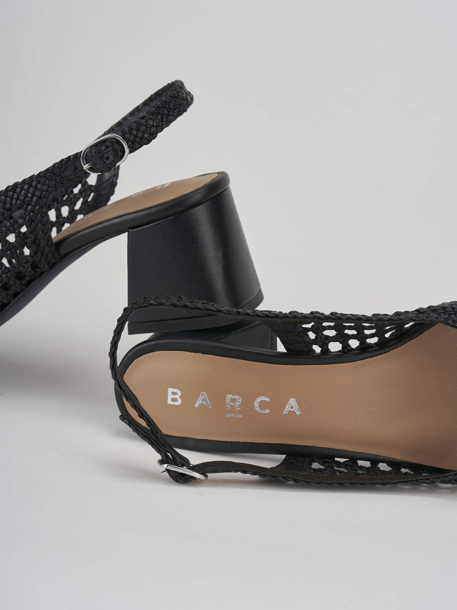 Décolleté e slingback tacco 5cm pelle nero