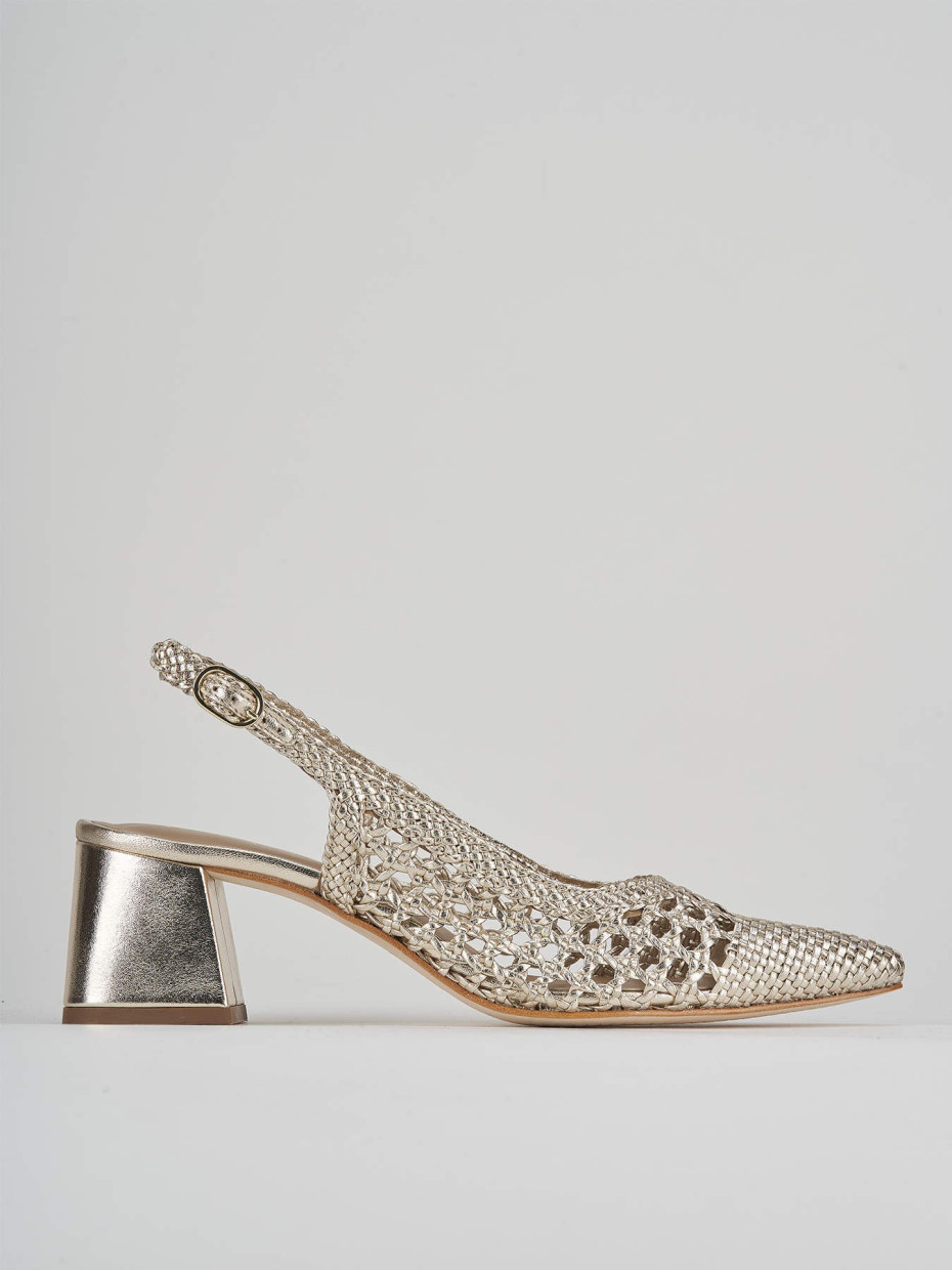 Décolleté e slingback tacco 5cm pelle oro