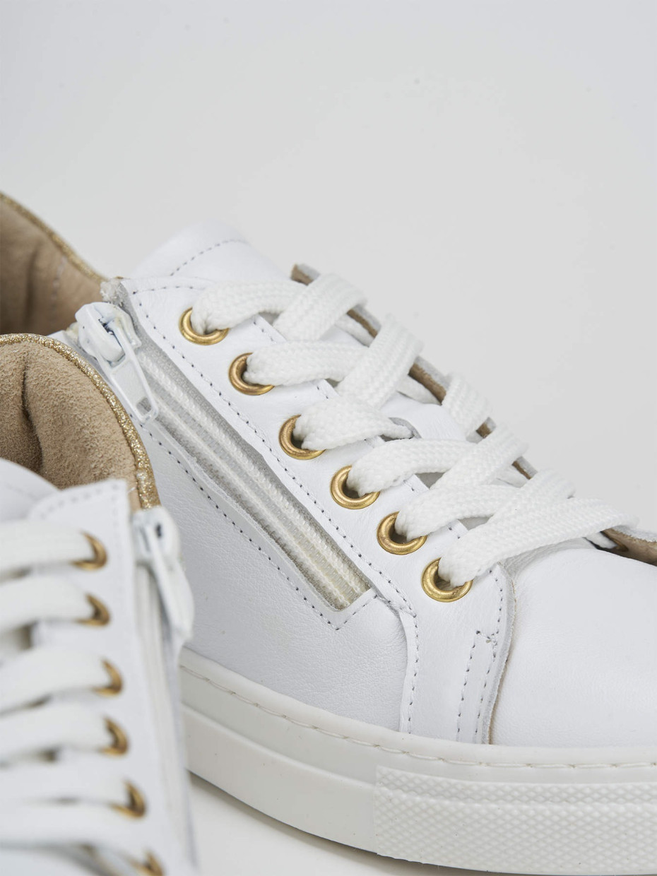 White sneakers with gold zipper cheap