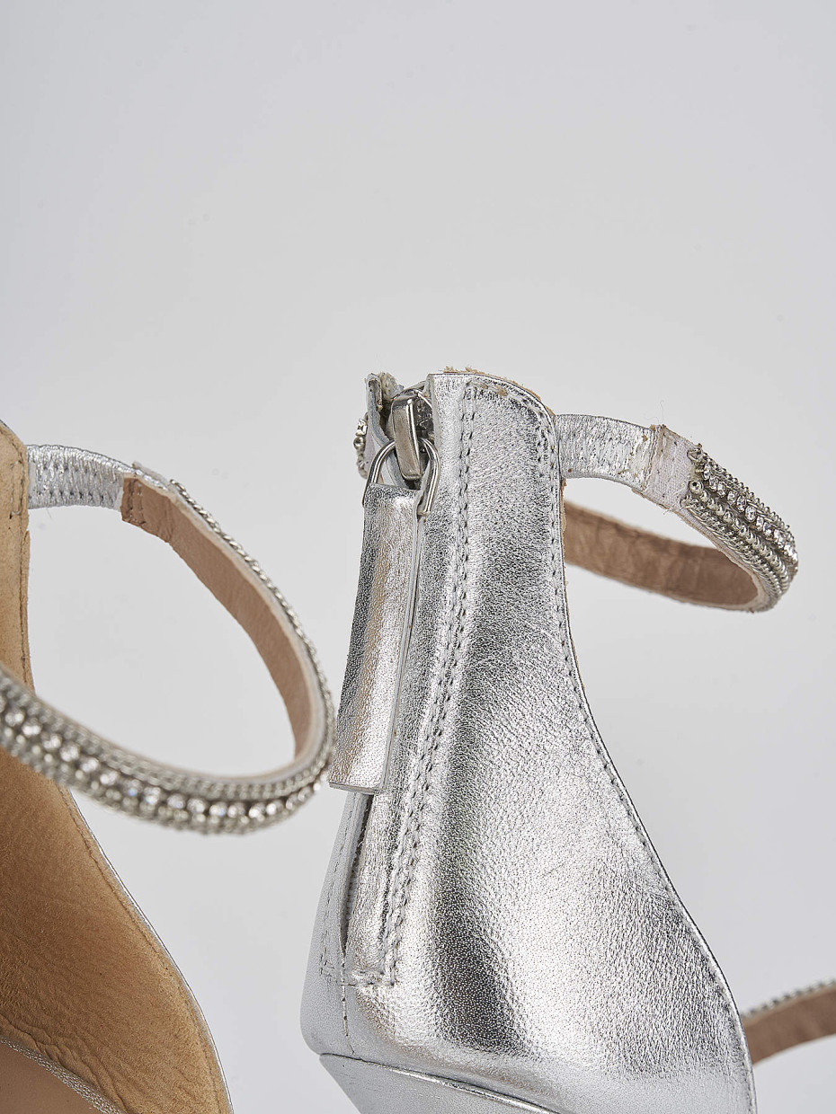 Sandali tacco 8cm pelle argento