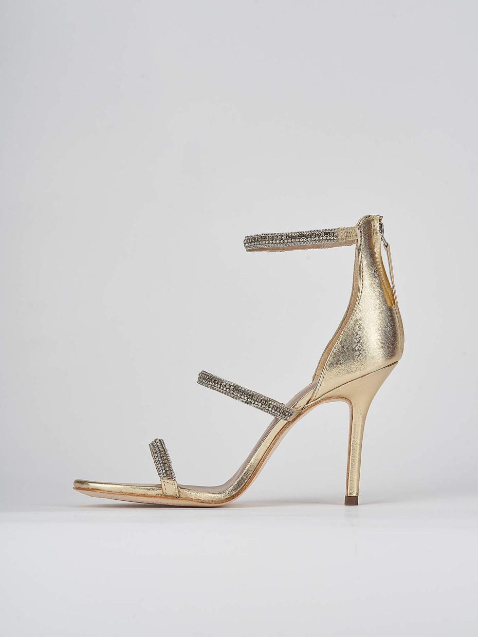 High heel sandals heel 8 cm gold leather