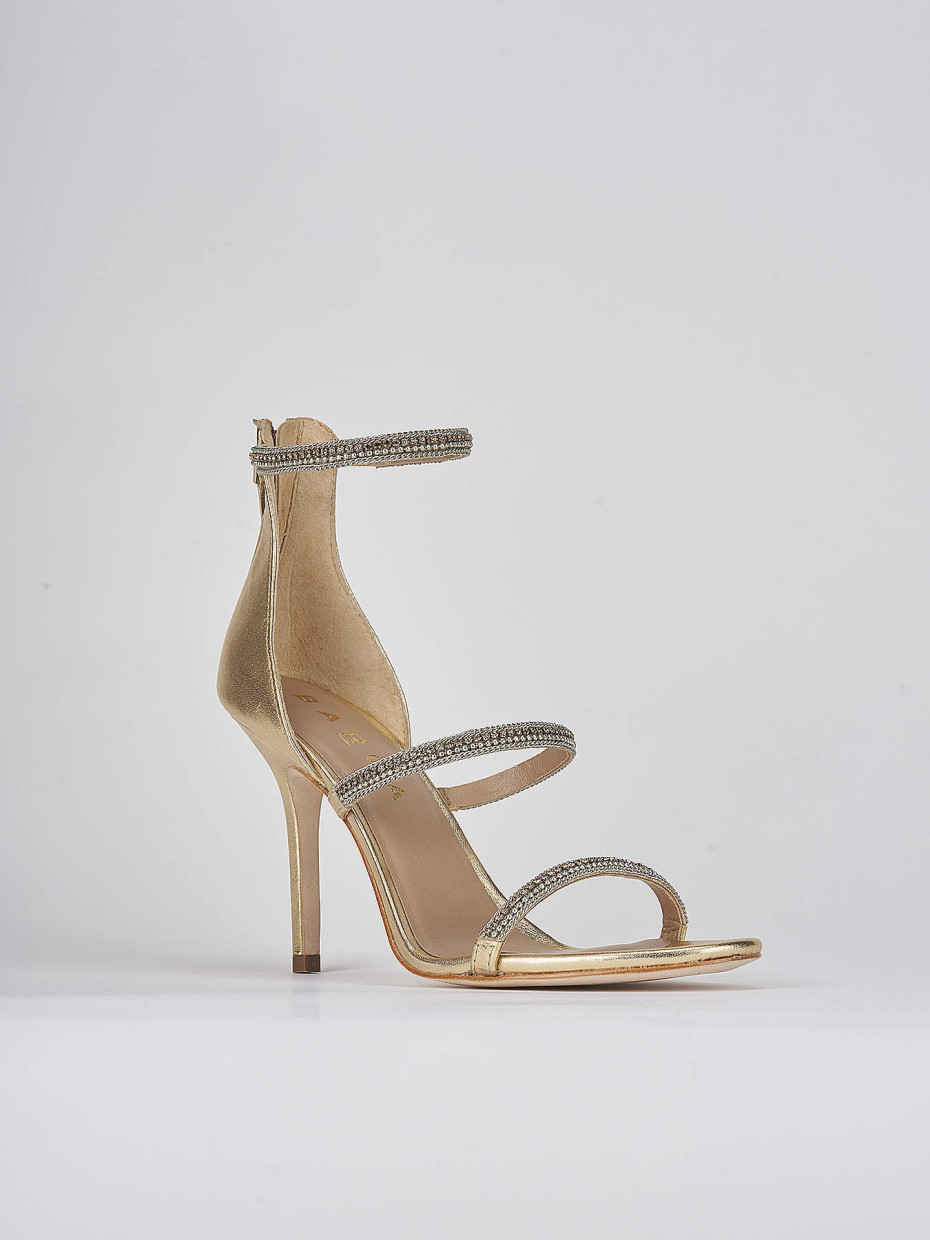 High heel sandals woman heel 8 cm gold leather Barca Stores