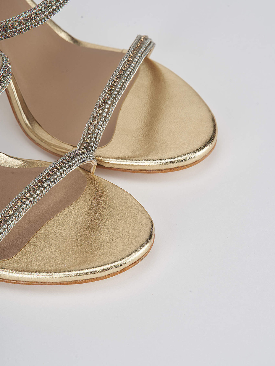 High heel sandals heel 8 cm gold leather