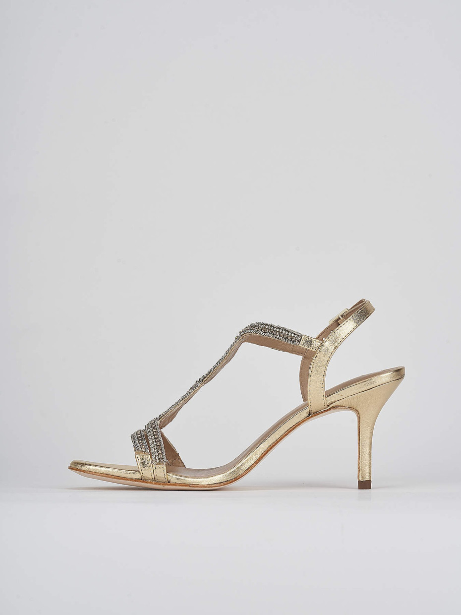 High heel sandals heel 7 cm gold leather