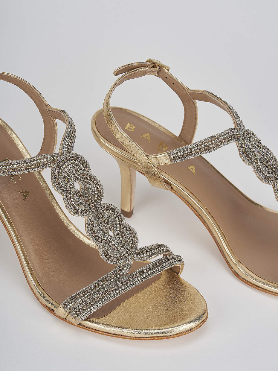 High heel sandals heel 7 cm gold leather