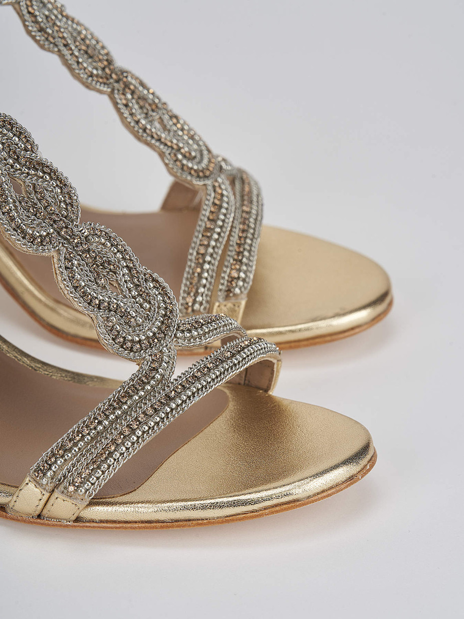 High heel sandals heel 7 cm gold leather