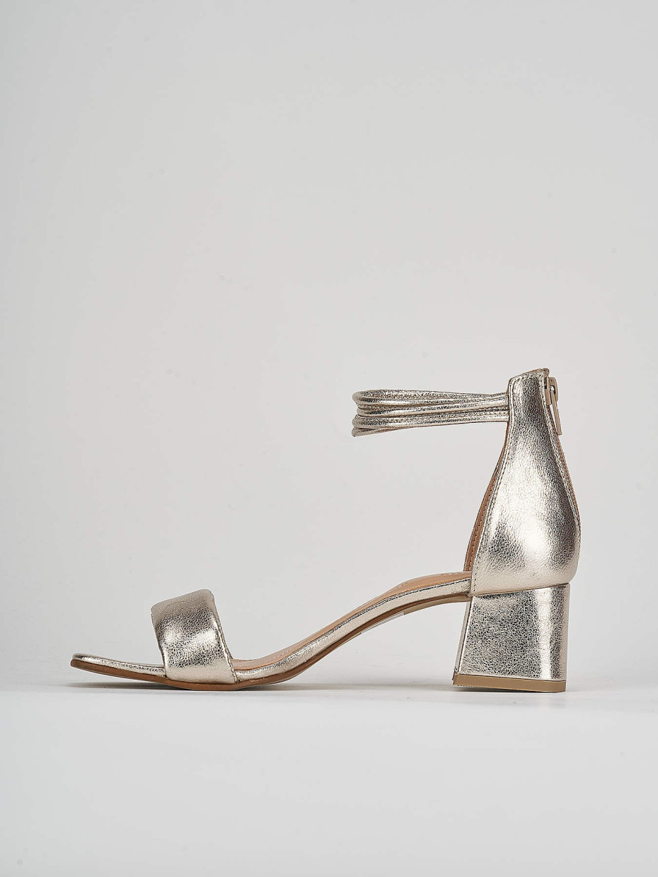 Sandali tacco 5cm pelle oro