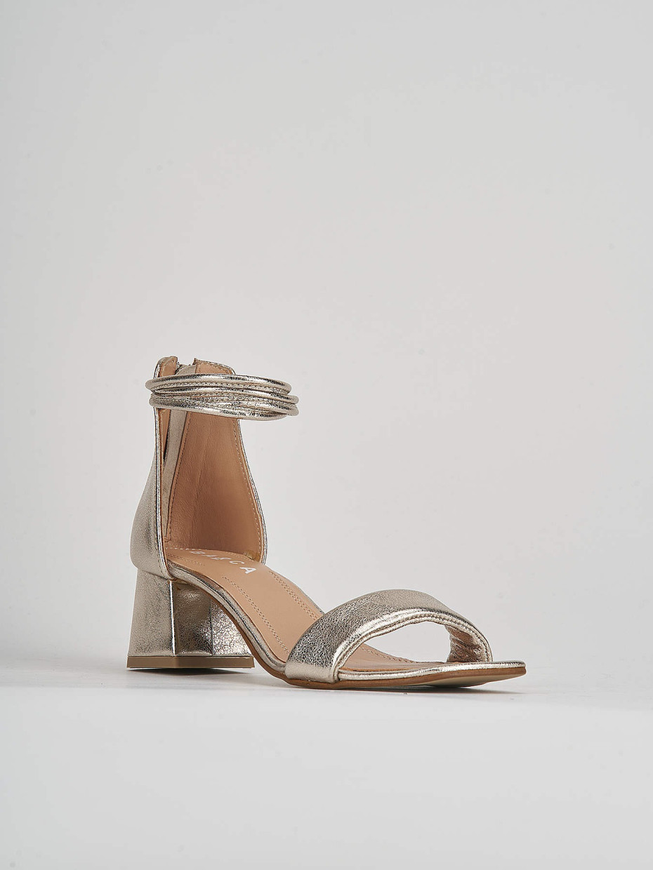 Sandali tacco 5cm pelle oro