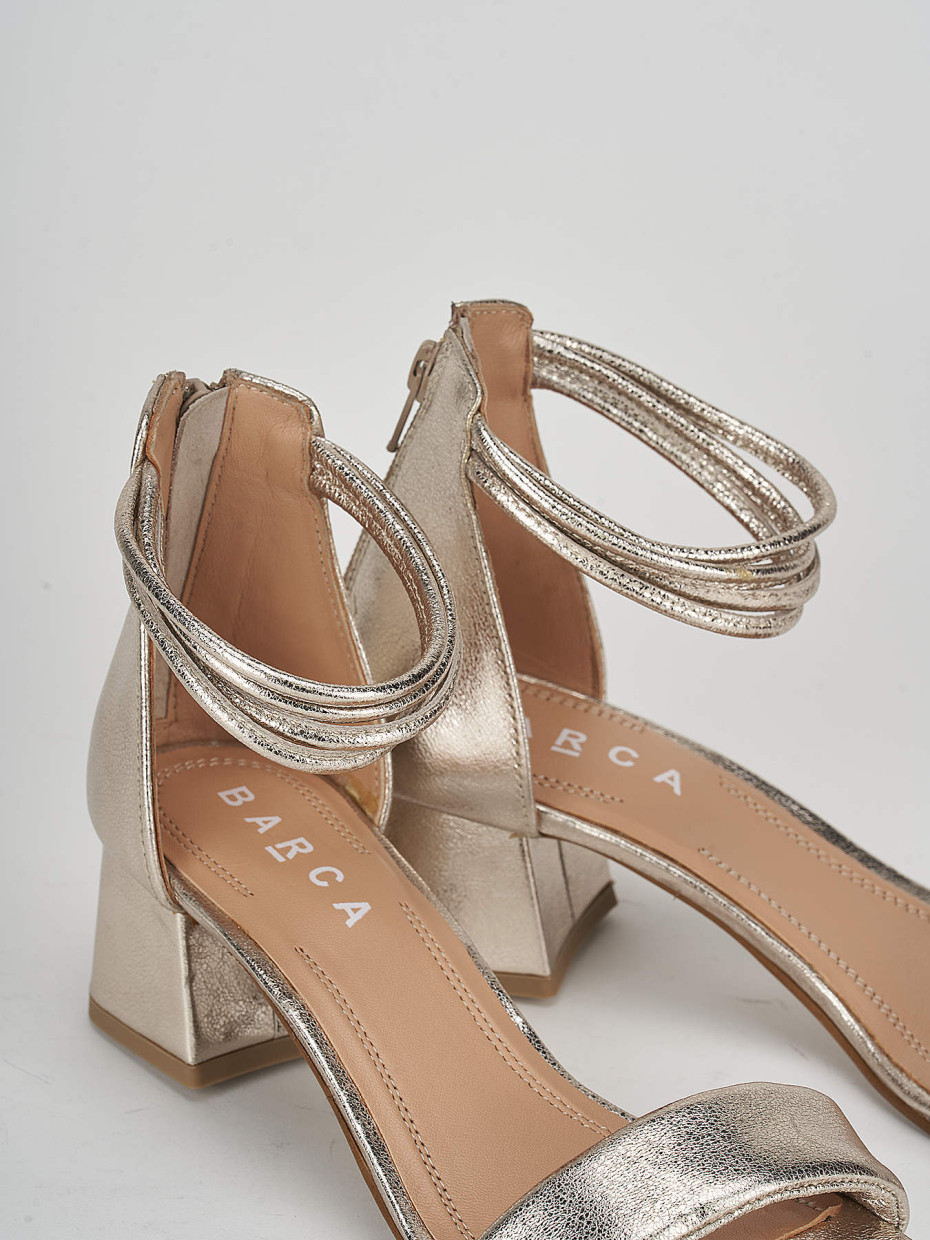 Sandali tacco 5cm pelle oro