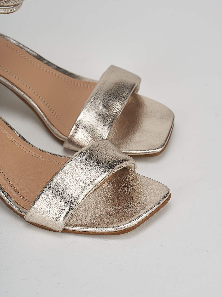 Sandali tacco 5cm pelle oro