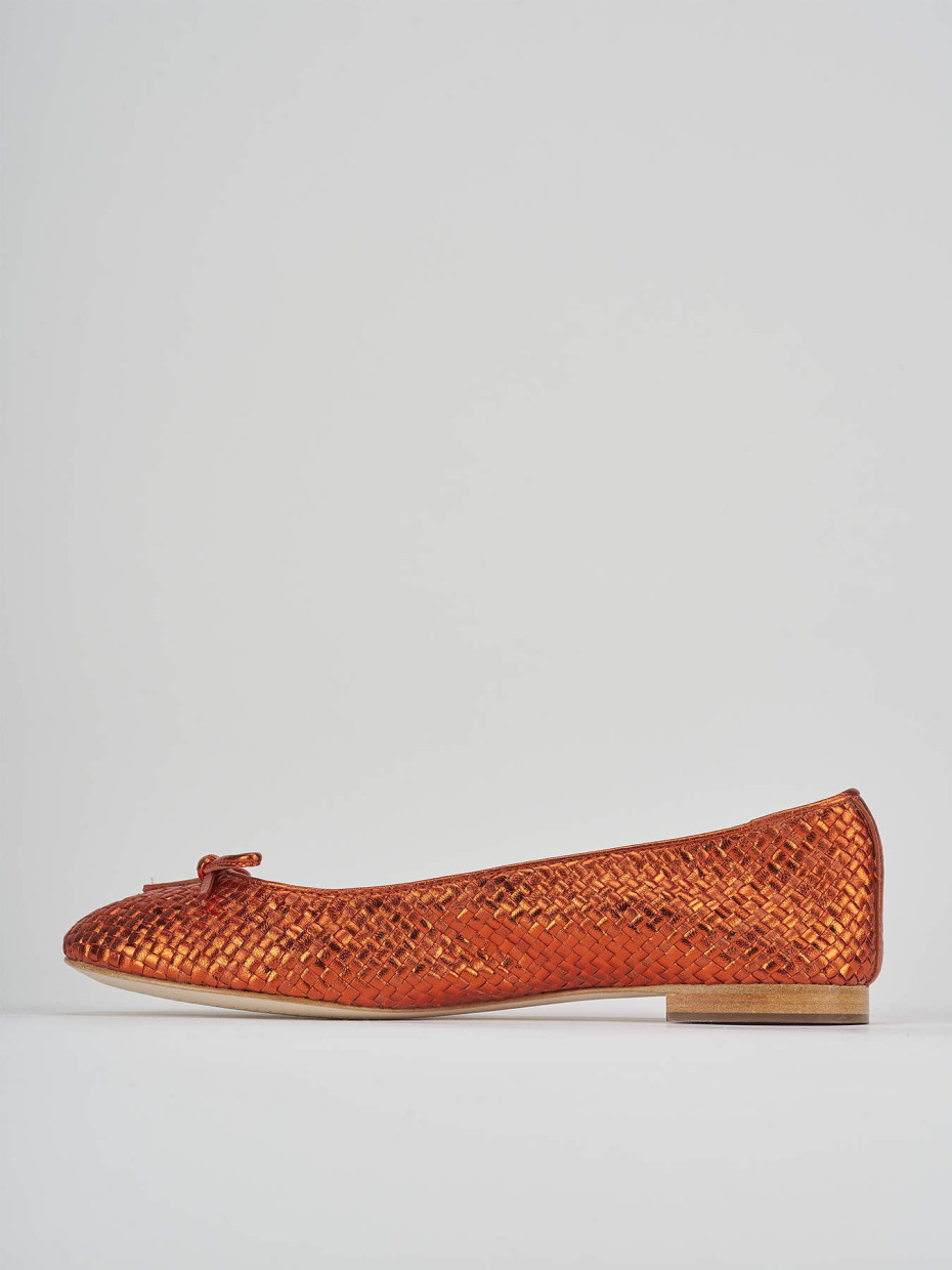 Flat shoes heel 1 cm orange leather