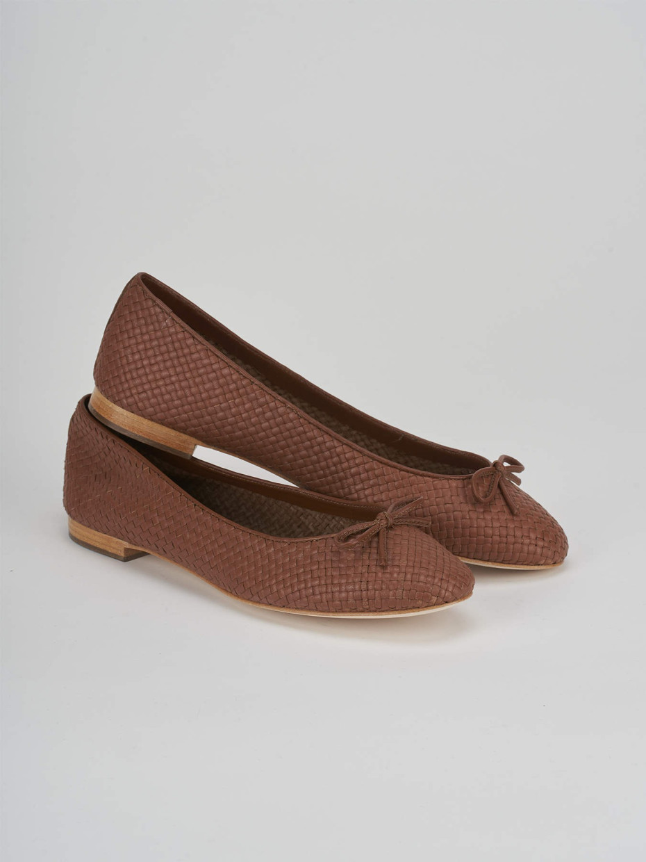 Flat shoes heel 1 cm brown leather