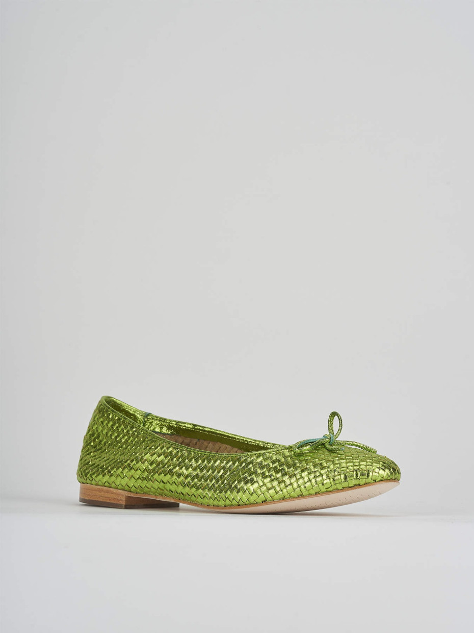 Flat shoes heel 1 cm green leather