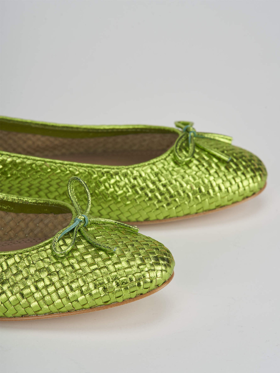 Flat shoes heel 1 cm green leather