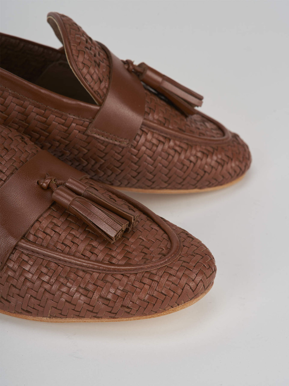 Loafers heel 1 cm brown leather