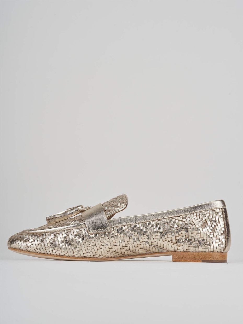 Loafers heel 1 cm gold leather