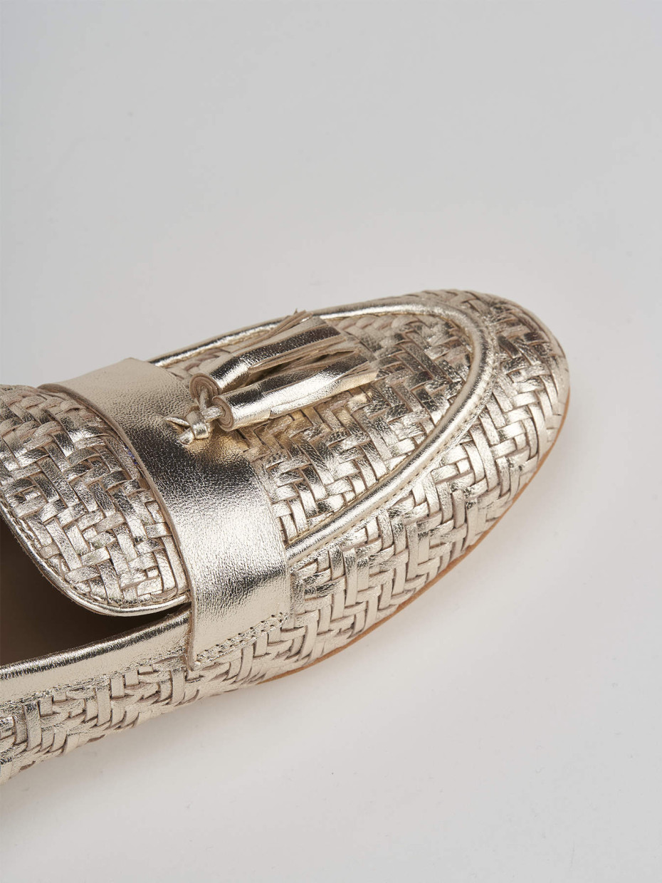 Loafers heel 1 cm gold leather