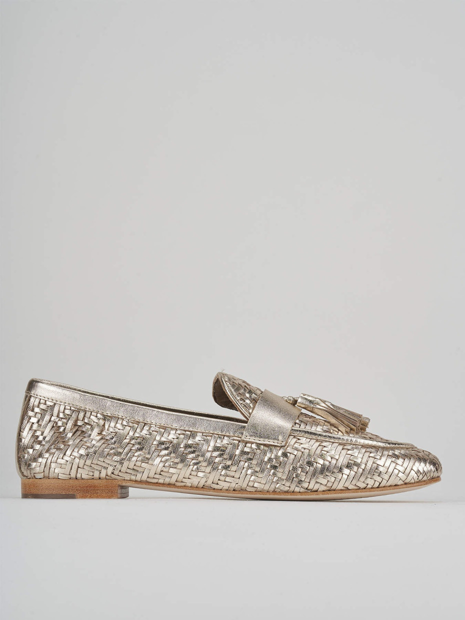 Loafers heel 1 cm gold leather