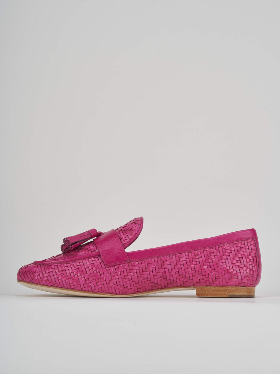 Loafers heel 1 cm pink leather