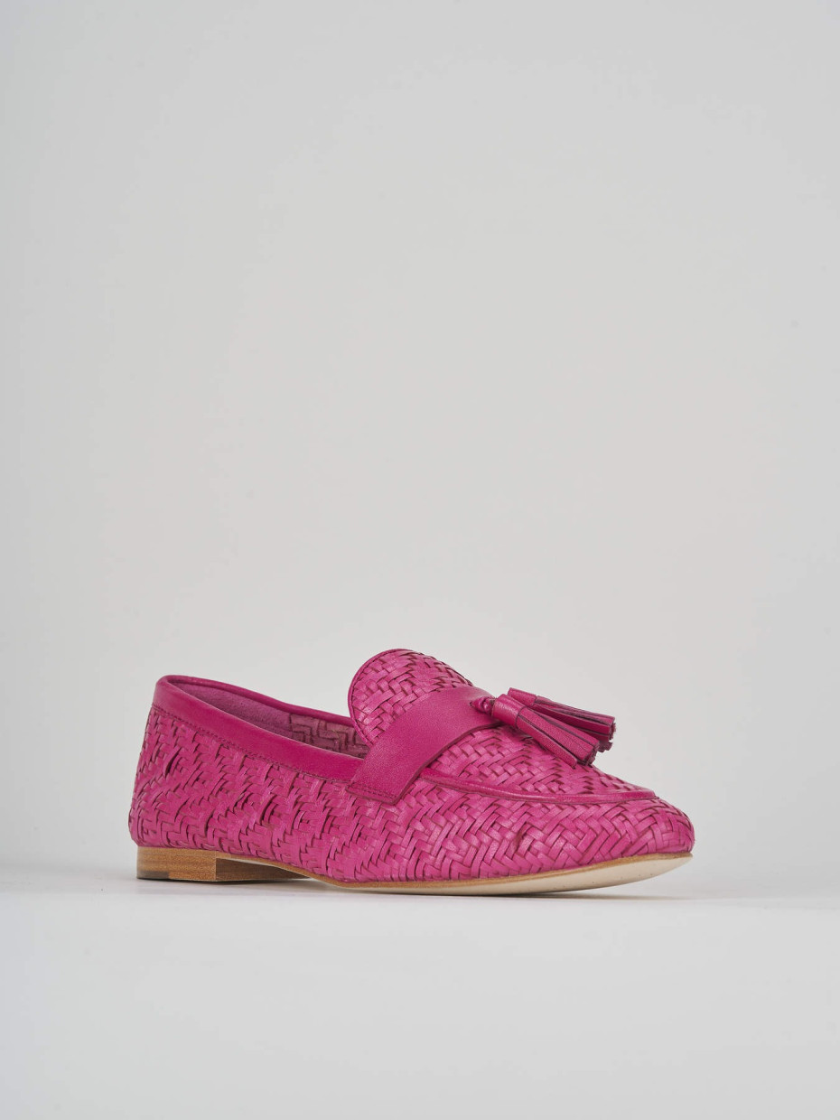 Loafers heel 1 cm pink leather