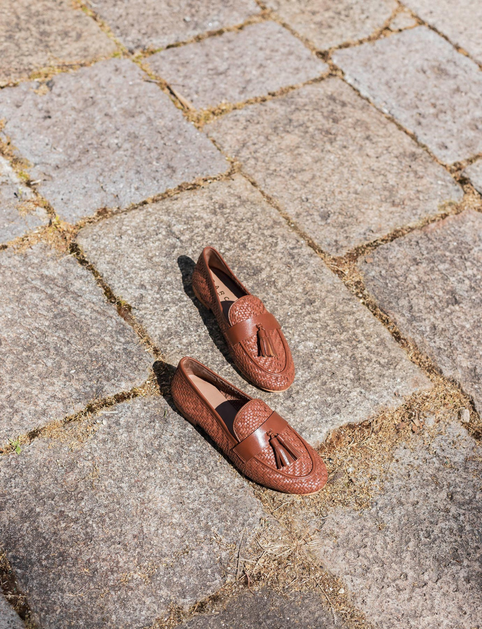 Loafers heel 1 cm brown leather