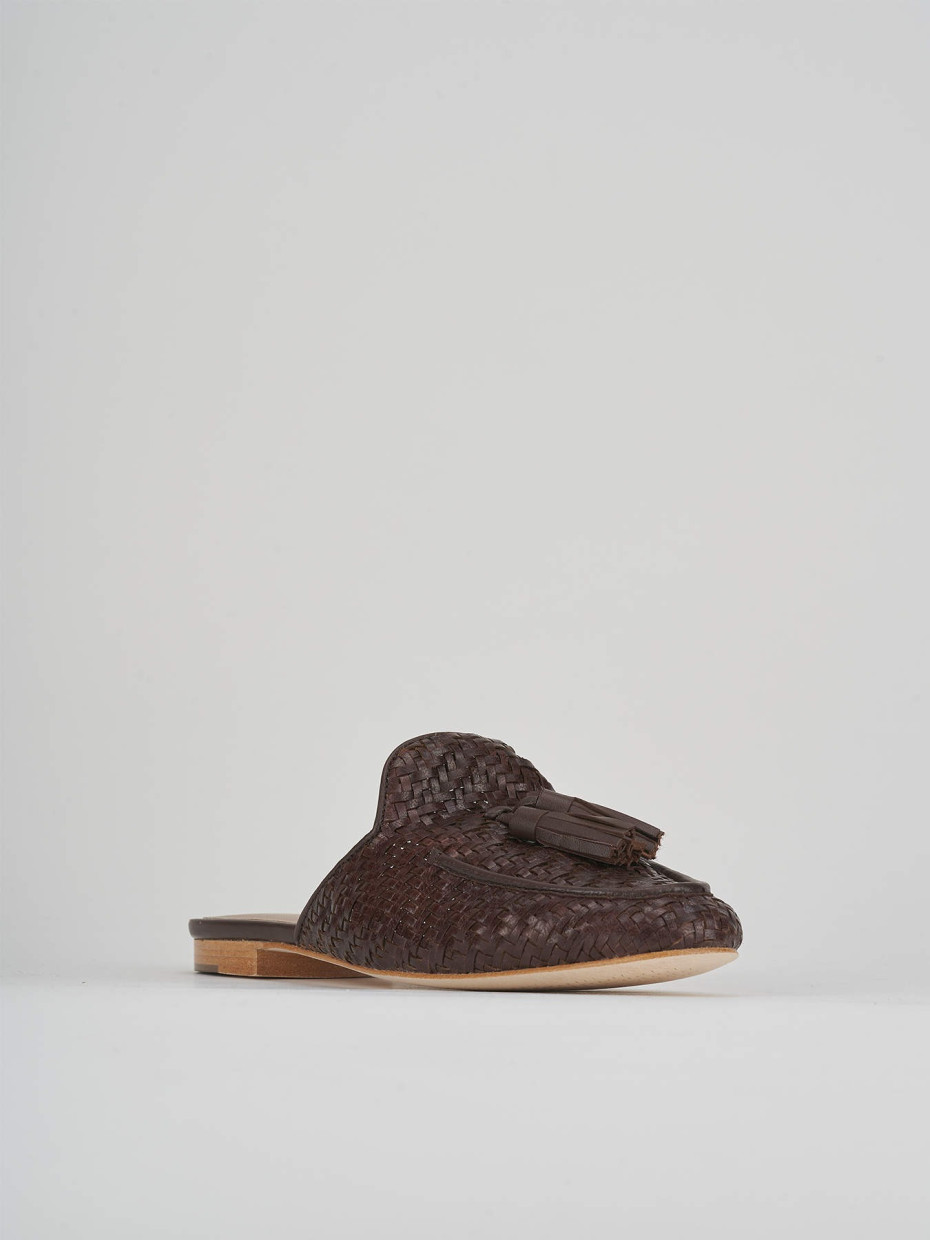 Sabot heel 1 cm dark brown leather