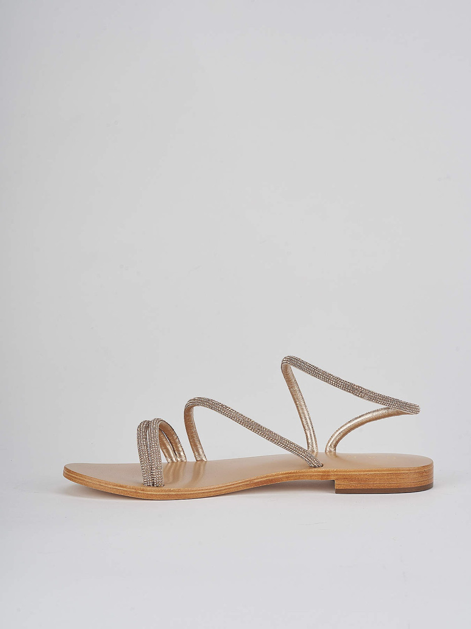 Sandali tacco 1 cm oro pelle
