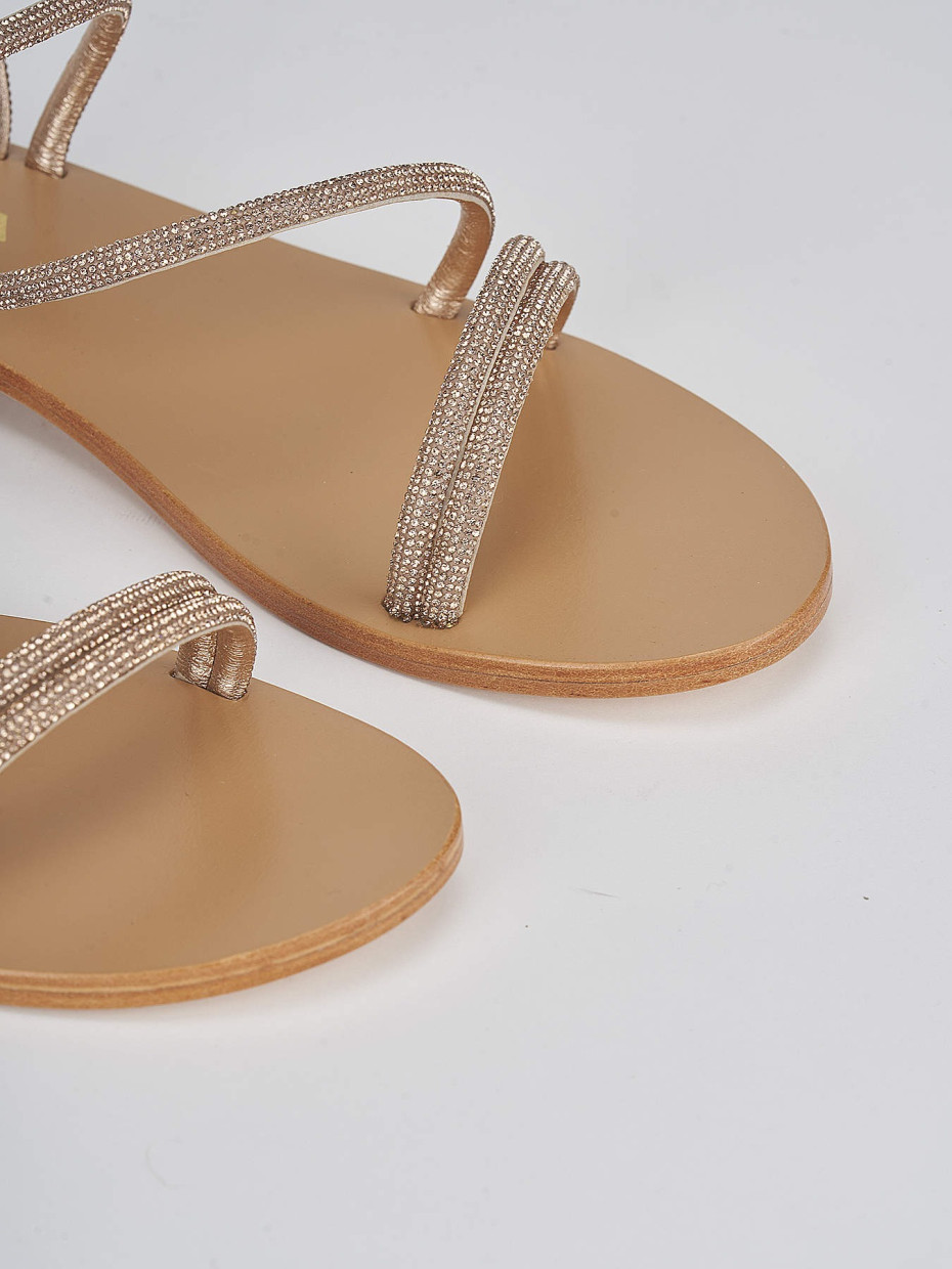 Sandali tacco 1 cm oro pelle