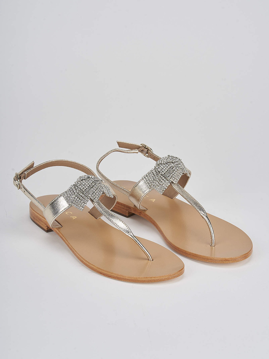 Sandali infradito tacco 1cm oro pelle Barca Stores