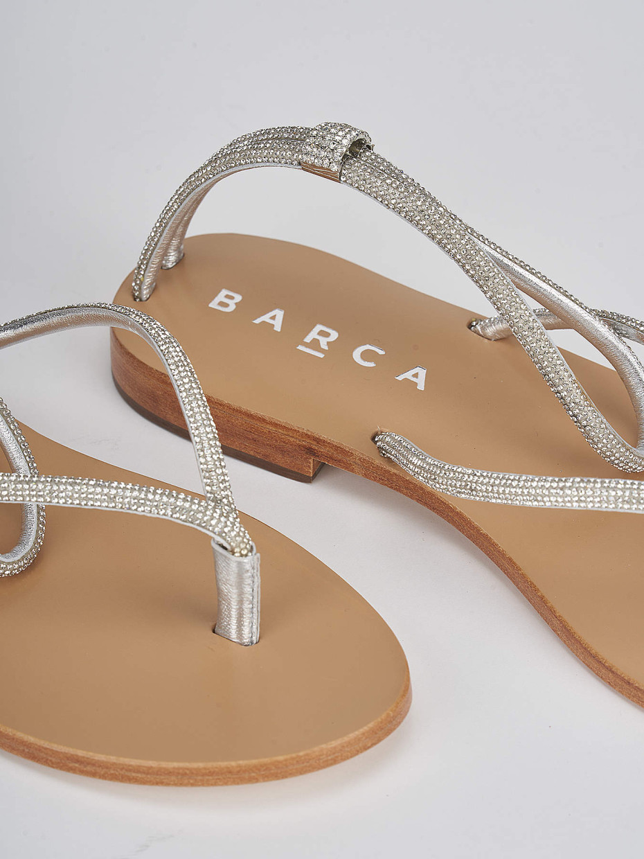 Sandali infradito tacco 1 cm argento pelle Barca Stores