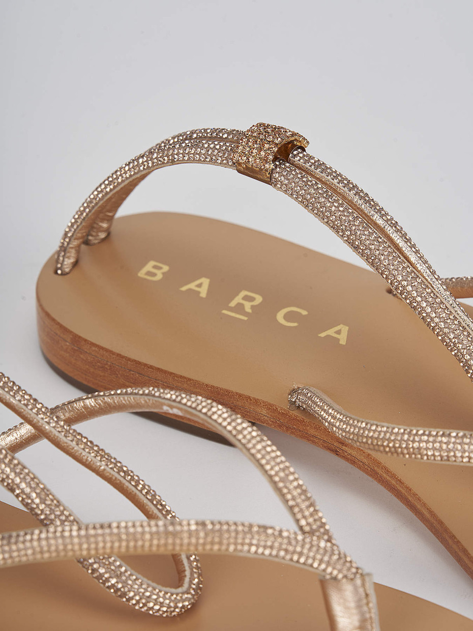Sandali infradito tacco 1 cm oro pelle