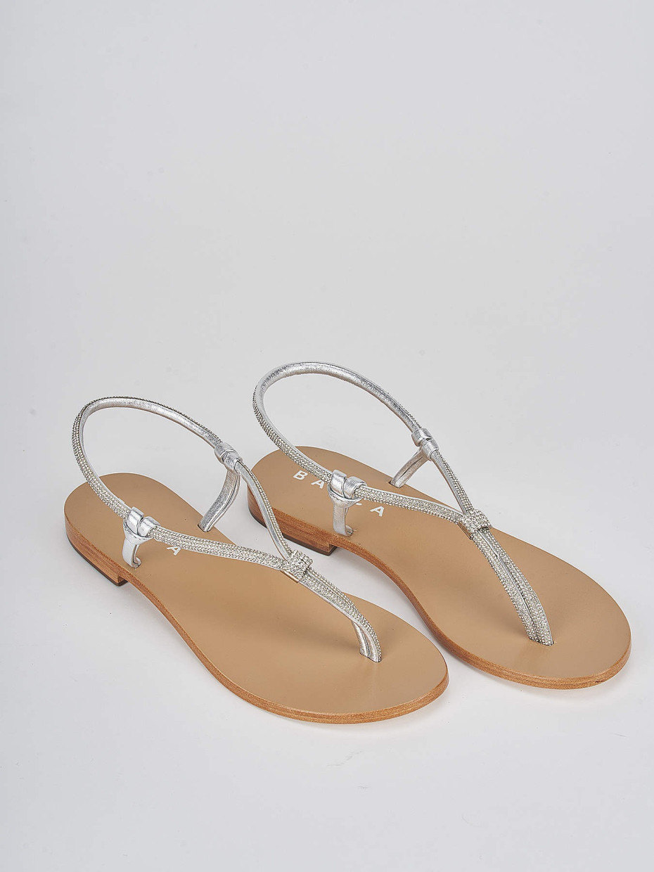 Sandali infradito tacco 1 cm argento pelle Barca Stores